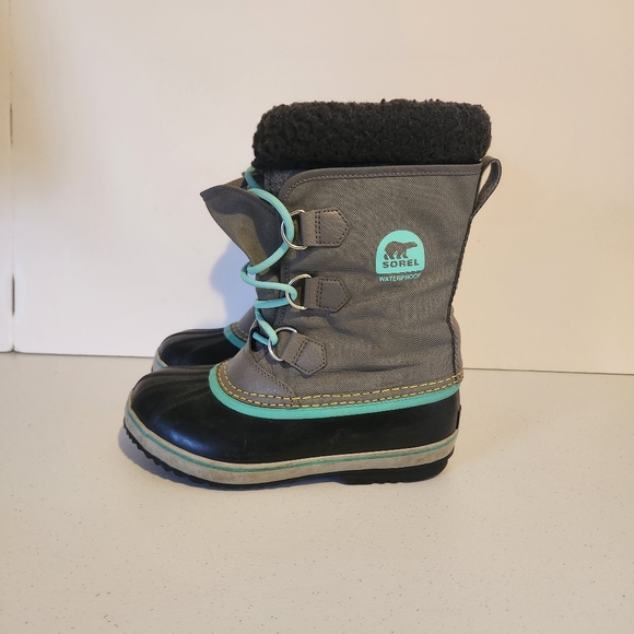 SOREL Kids Yoot Pac Nylon Unisex Winter Boots Blue Gray Size 4 Fleece Lined - Picture 4 of 8